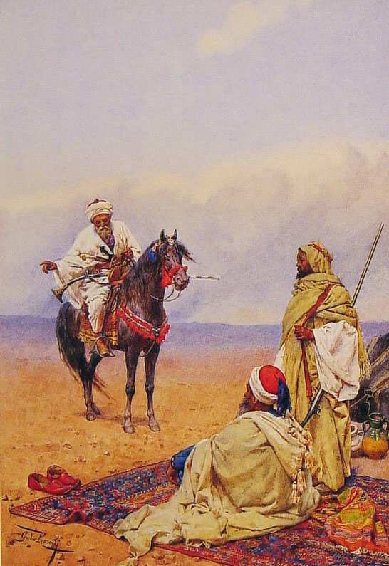 A Horseman Stopping At a Bedouin Camp